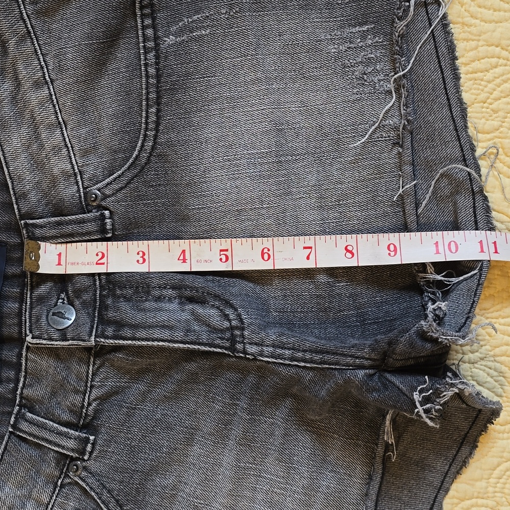 Women's Black Washed Denim Cutoff Shorts - Picture 5 of 7